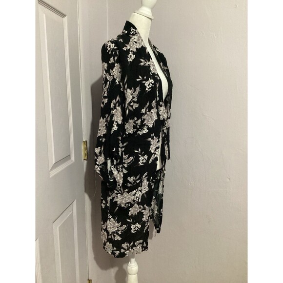 Spiritual Gangster Boho Black White Taupe Floral Maya Tie Front Kimono OS - Picture 3 of 7